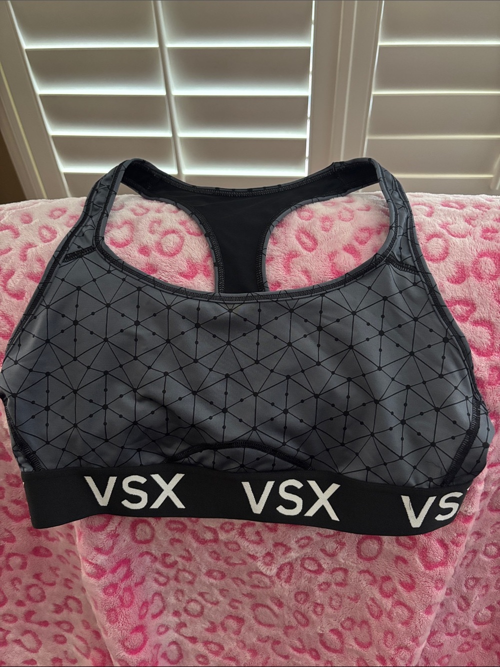 VSX Charcoal Geometric Racerback Sports Bra